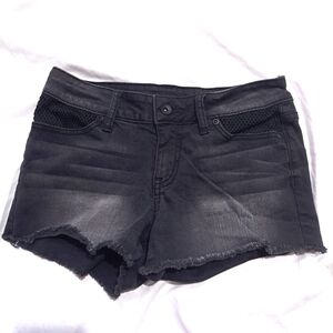 Black heart | Black/ grey with mesh details women's jean short shorts low rise